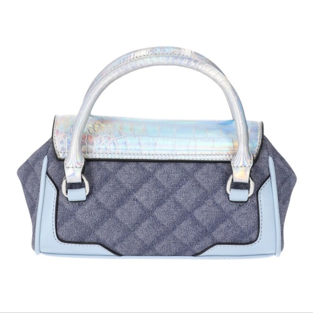 Paris Hilton Mason Mini Tote Crossbody Denim Holographic Iridescent NWT Easter - Picture 12 of 15